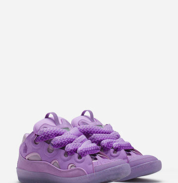 LANVIN LEATHER CURB SNEAKERS PURPLE