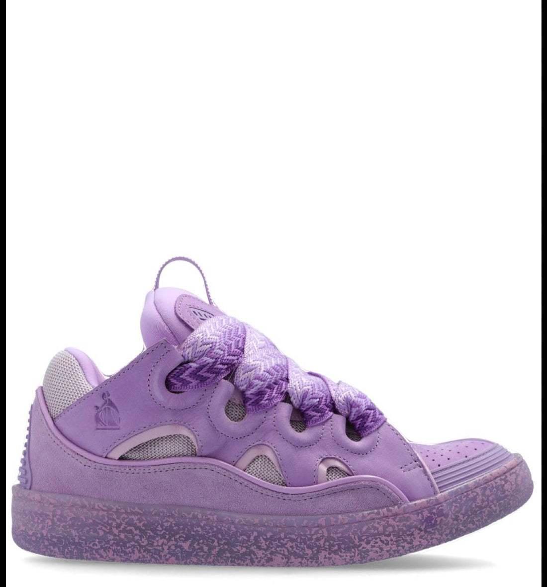 LANVIN LEATHER CURB SNEAKERS PURPLE