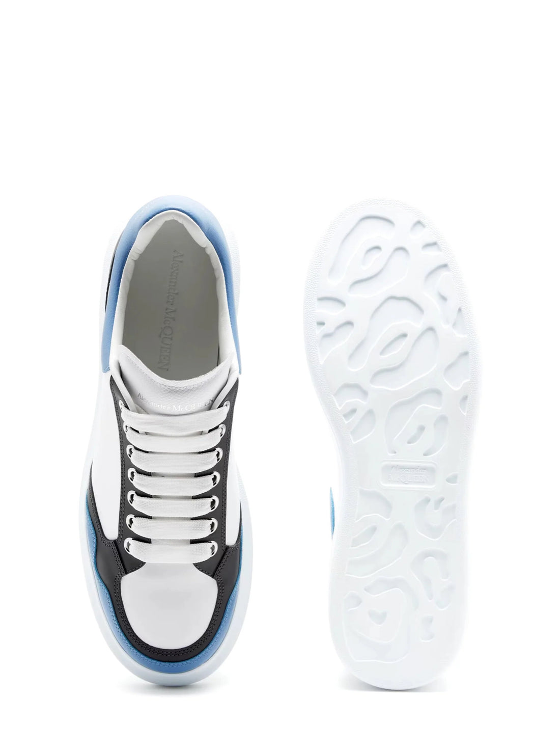 Alexander McQueen Men's Oversized Retro Sneaker in White/Blue/ Ash Gray