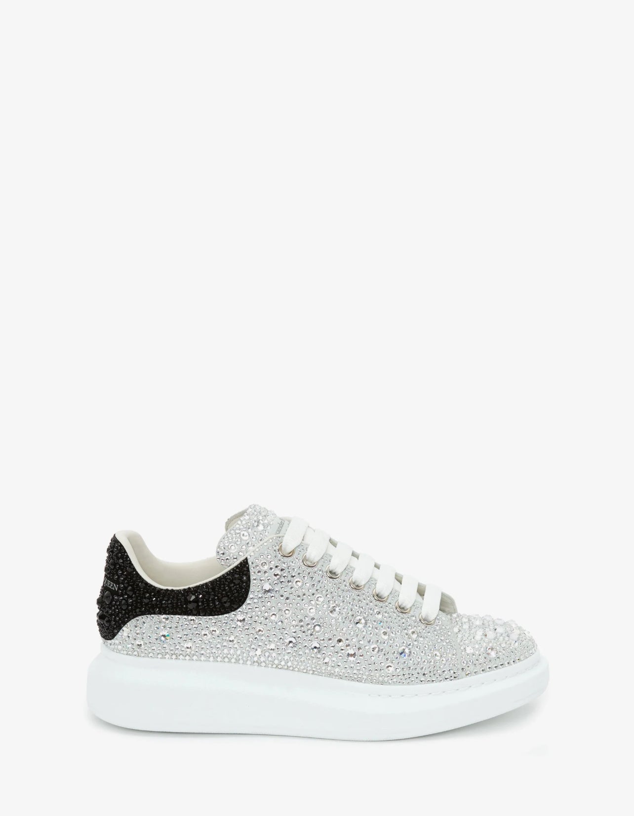 Alexander McQueen Men's Crystal-embellished Oversized Sneaker in White/black