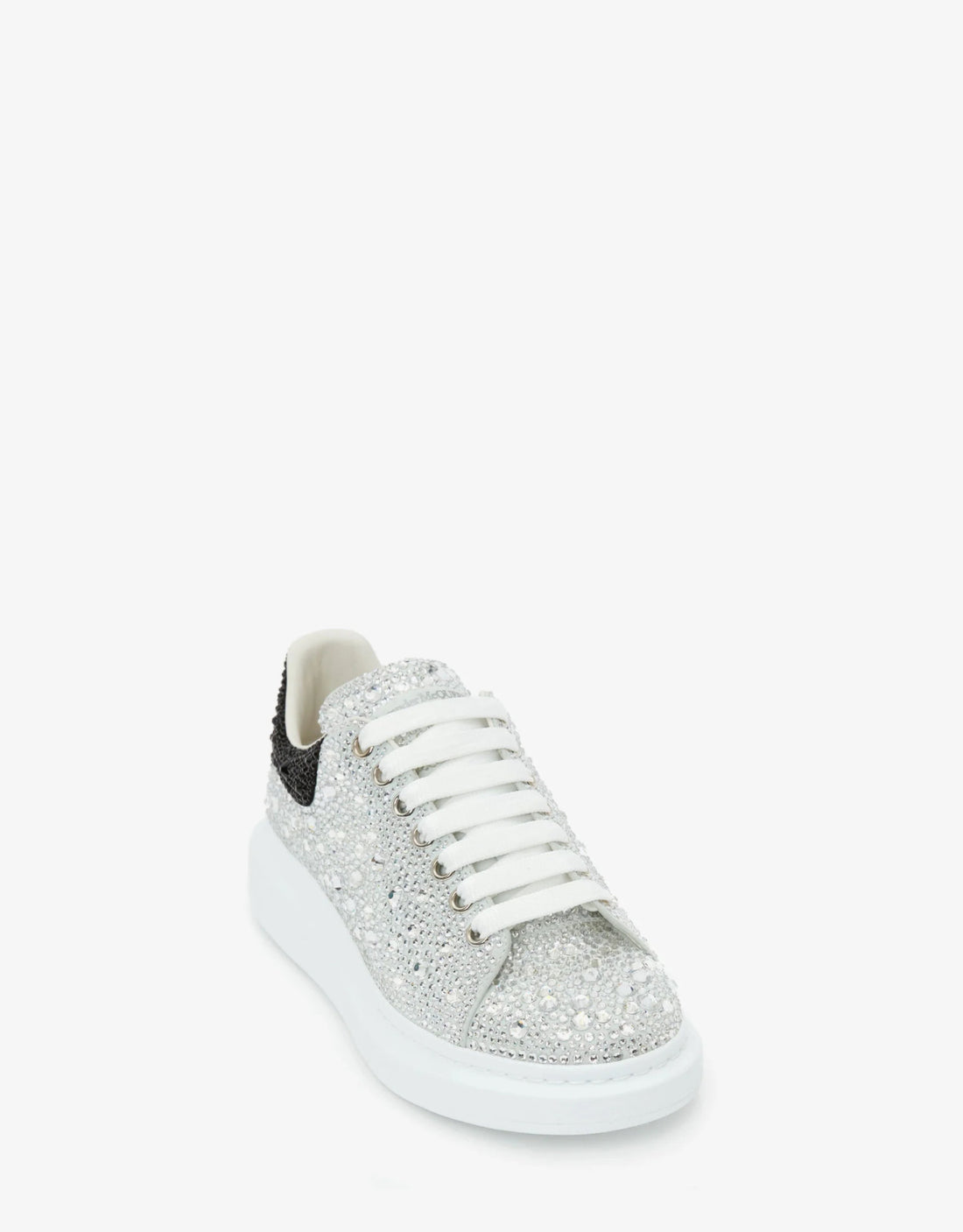 Alexander McQueen Men's Crystal-embellished Oversized Sneaker in White/black