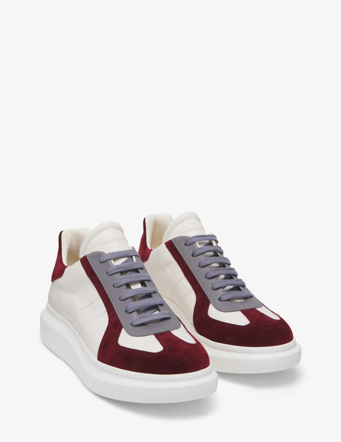 Alexander McQueen Men's Oversized Retro Sneaker in Off White/burgundy/grey